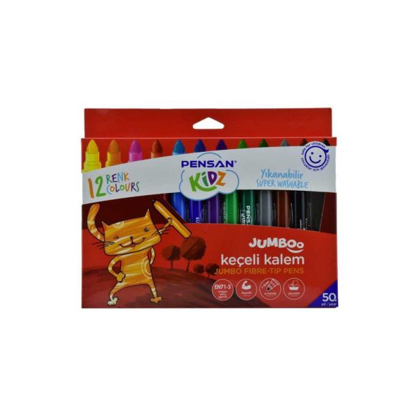 Pensan Kidz 12 Renk Yıkanabilir Jumboo Keçeli Kalem
